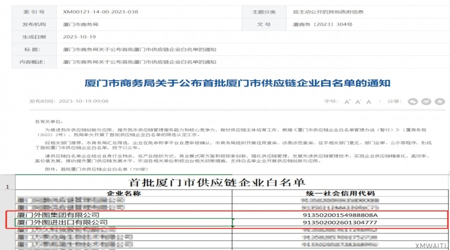 首批厦门市供应链企业白名单